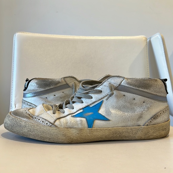 GOLDEN GOOSE - MID STAR - WHITE/Blue Star - 12.5 - Picture 1 of 3
